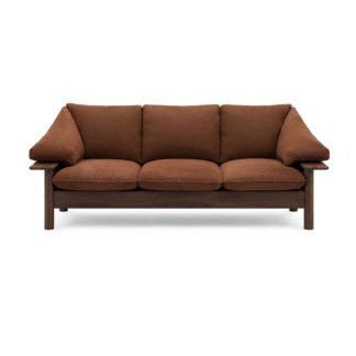 Modern Curved Teak Wood Sofa with Woven Cane Panel Upholstered Living Room Hotel Villa Furniture