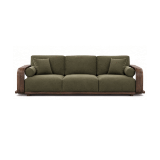 Contemporary Solid Teak Wood Three Seater Sofa Premium Upholstered Lounge Furniture for Luxury Interior Hotel Villa Apartment