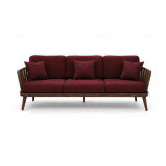 Premium Solid Teak Wood 3 Seater Sofa Luxury Upholstered Lounge Furniture for Hotel Villa Apartment Living Room Interior