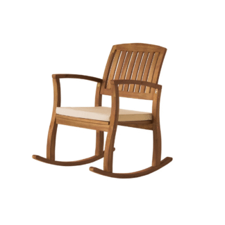 Modern Solid Teak Wood Outdoor Rocking Chair with Cushion Luxury Garden Patio Wooden Rocker Chair for Resort Hotel Villa