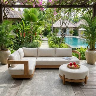 L sofa teak wood with ottoman rotterdam