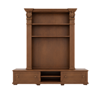 Custom Classic Teak Wood TV Wall Unit Luxury Entertainment Cabinet for Hotel Villa Apartment and Hospitality Projects