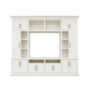 Modern White TV Stand Wall Unit Custom Teak Wood Entertainment Cabinet for Hotel Home Apartment Villa Interior Projects