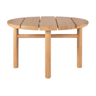 Solid Air Dried Teak Round Side Table Outdoor Patio End Table Modern Wooden Accent Table