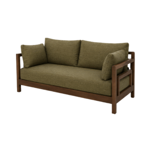Modern Solid Teak Wood Fabric One Seat Durable Sofa Minimalist Design for Living Room Hotel Villa Custom Furniture