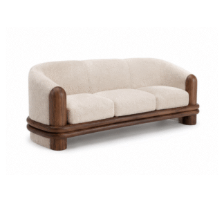 Premium Solid Teak Wood Three Seat Sofa Contemporary Lounge Hotel Villa Apartment Furniture
