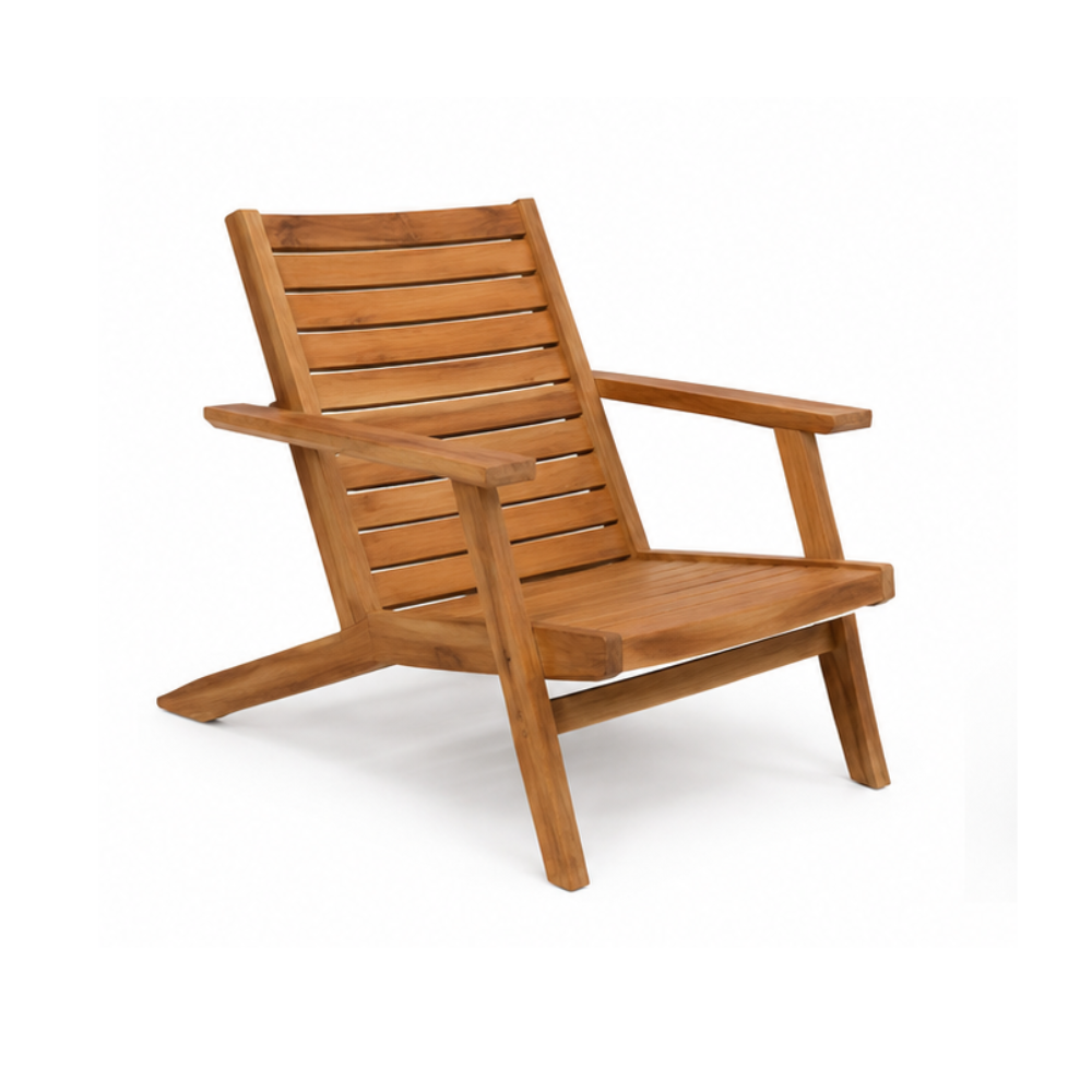 Handcrafted Solid Teak Wood Lounge Chair Contemporary Outdoor Furniture for Garden Patio Hotel Resort Villa