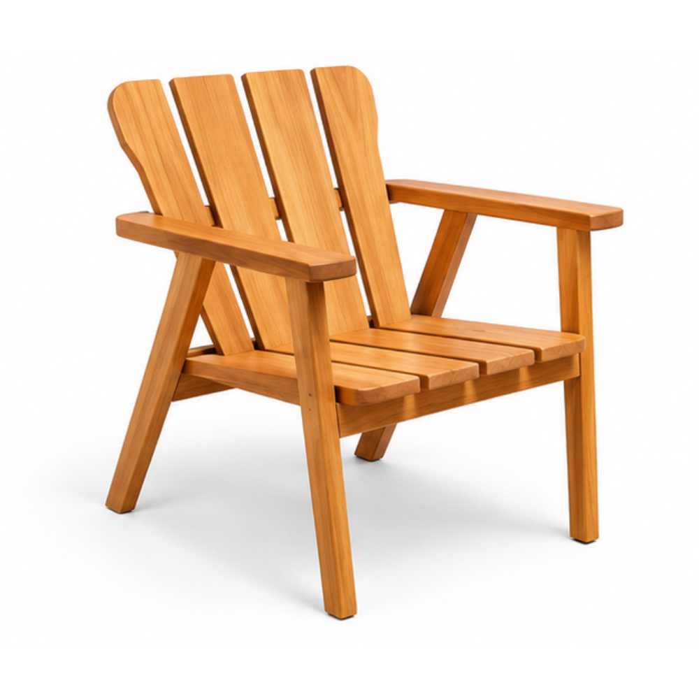 Modern Teak Wood Outdoor Lounge Chair With Armrests Solid Wooden Patio Garden Chair For Hotel Resort Villa And Home Use