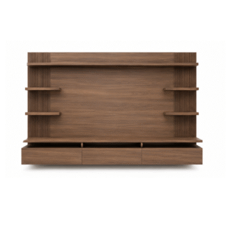 Custom Modern Teak Wood TV Wall Unit Floating Entertainment Cabinet for Hotel Home Apartment Villa and Large Interior Projects