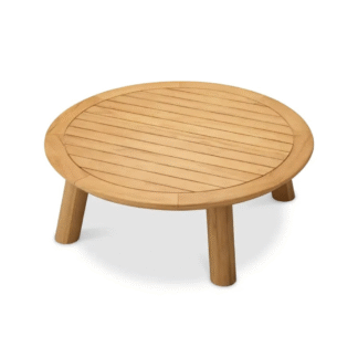 Solid Teak Round Coffee Table Modern Wooden Living Room Center Table