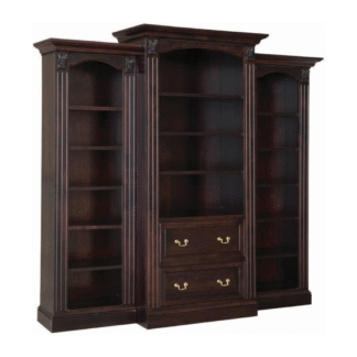 Traditional Solid Teak Bookcase with Drawers Luxury Wooden Display Cabinet for Home Office Library