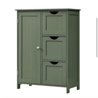 Luxury Solid Teak Wood Bathroom Cabinet Floor Storage Organizer with Three Drawers and Single Door