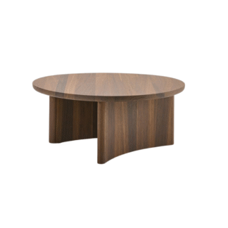 Handmade Solid Teak Wood Round Coffee Table with Sculptural Base Modern Design