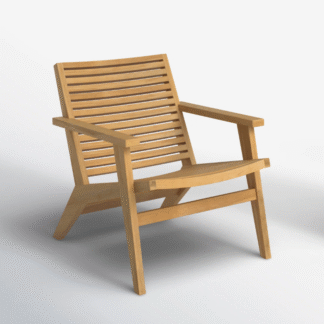 Fluid Silhouette Teak Wood Sun Lounger Ergonomic Reclined Slat Bench with Flat Timber Armrests