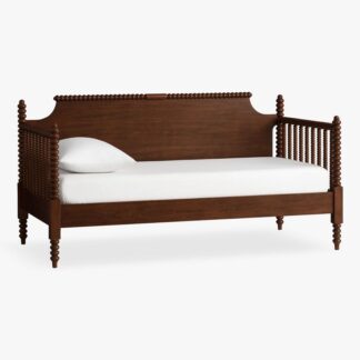 Traditional Teak Wood Lounge Daybed with Classic Turned Spindles and Spacious Sleeping Surface