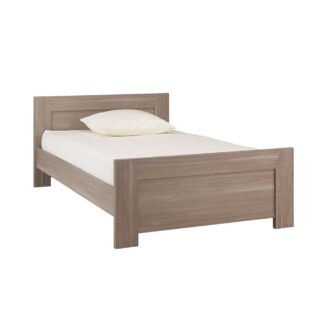 Weathered Grey Teak Wood Bed Frame Shaker Panel Single Bedstead Modern Twin Platform Bed
