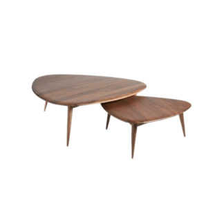 Modern Solid Teak Wood Nesting Coffee Table Set Minimalist Living Room Furniture