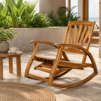 Modern Durable Solid Teak Wood Laser Printed Outdoor Rocking Chair Luxury Garden Patio Rocker Chair for Resort Hotel Villa