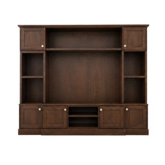 Custom Modern Classic Teak Wood TV Wall Unit Entertainment Cabinet for Hotel Apartment Villa