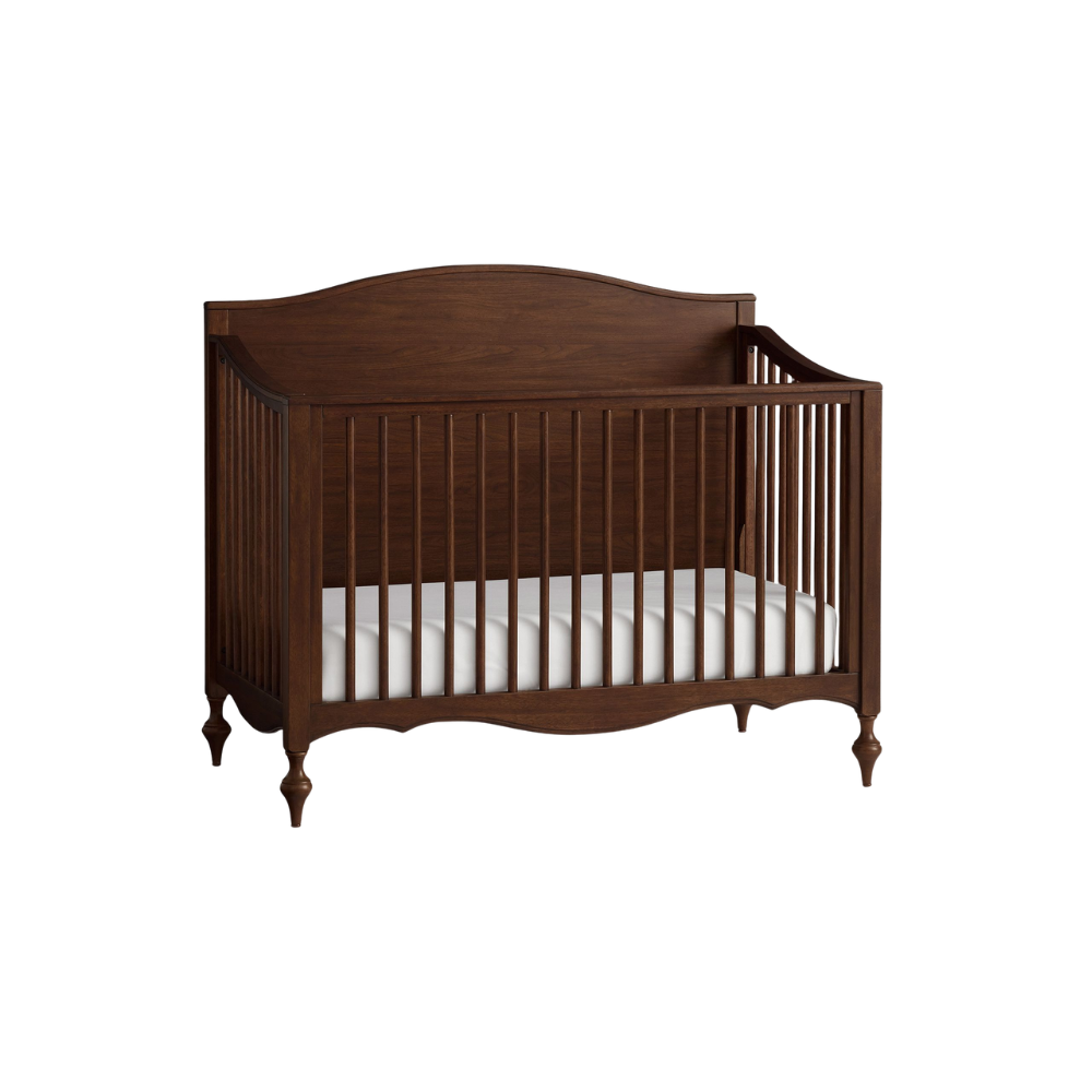 Modern Solid Teak Wood Convertible Baby Crib Wooden Nursery Cot Infant Toddler Bed Premium Baby Furniture