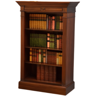 Deep Groove Ribbed Teak Wood Bookshelf Symmetrical Woodwork Silhouette Doorless Study Room Cupboard