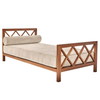 Luxury Solid Teak Wood Daybed with Upholstered Mattress Contemporary Wooden Lounge Furniture for Home