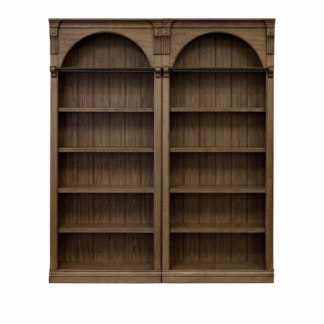 Luxury Solid Teak Wood Large Bookcase Wall Arched Double Alcove Grand Library Bookshelf for Office