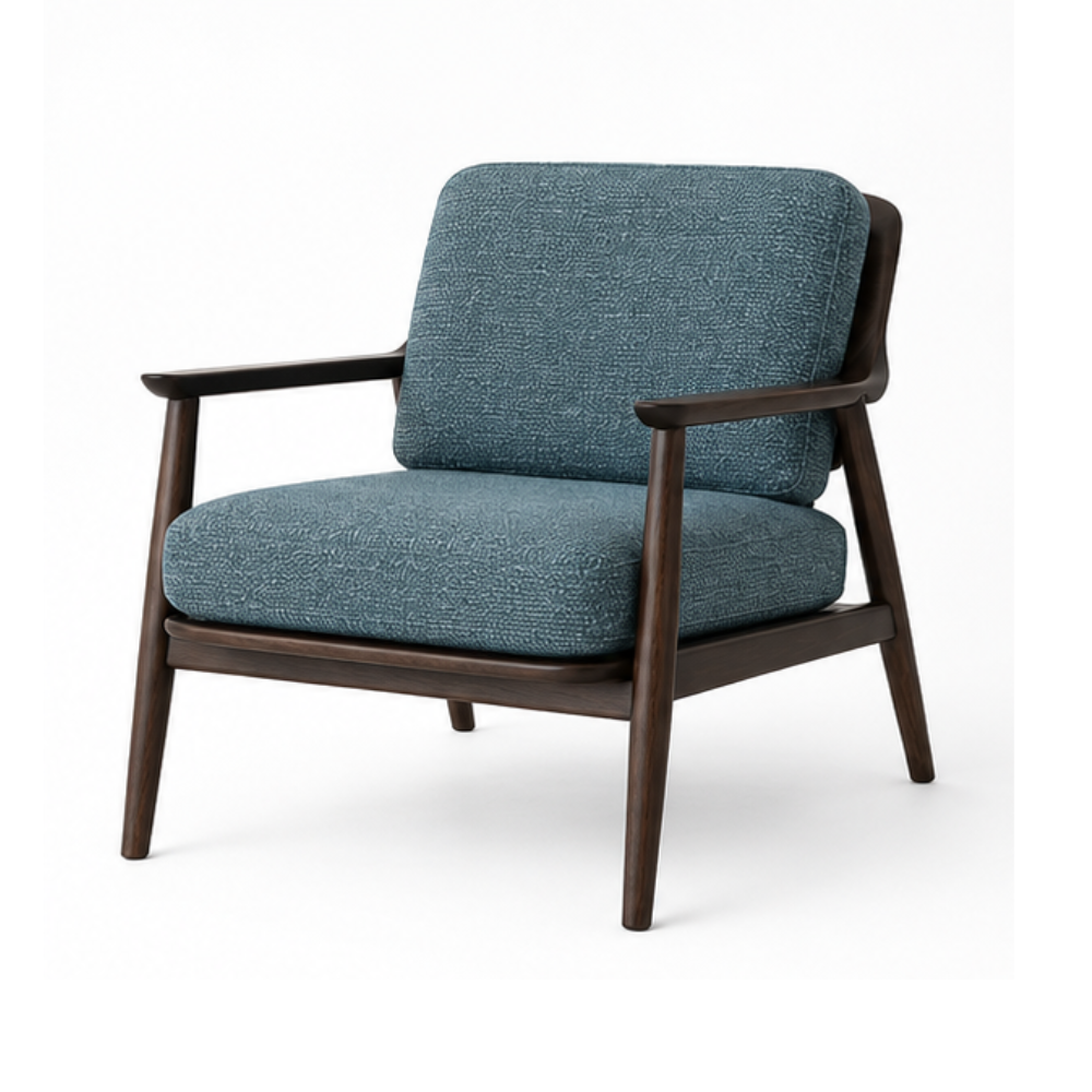 Luxury Solid Teak Wood Accent Lounge Chair Upholstered Armchair Scandinavian Hotel Villa Apartment Living Room Furniture