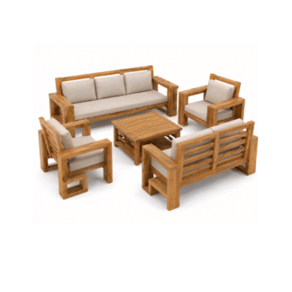 Luxury Solid Teak Wood Outdoor Sofa Set with Coffee Table Modern Patio Furniture for Hotel Resort Villa Garden
