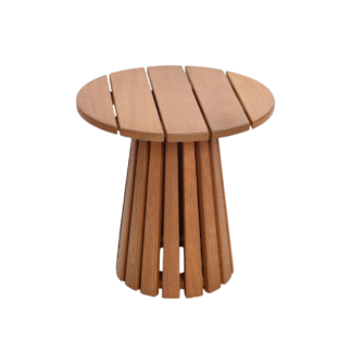 Solid Teak Round Side Table Modern Fluted Wooden End Table Outdoor Patio Garden Hotel Villa Furniture Manufacturer