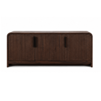 Luxury Solid Teak Wood Fluted Sideboard Cabinet Modern TV Console StorageCabinet for Hotel Villa Apartment Living Room Furniture