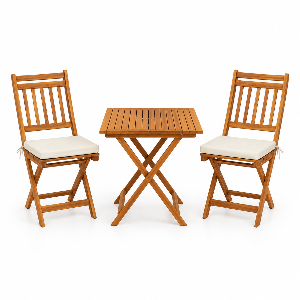 Solid Teak Wood Outdoor Bistro Set Folding Table Chairs Garden Patio Resort Villa Furniture