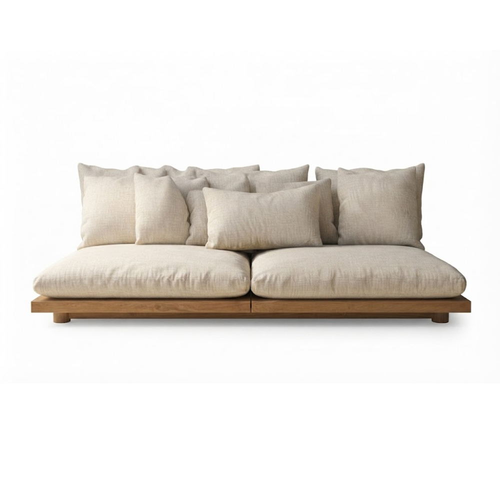 Solid Teak Wood Outdoor Daybed with Cushions for Garden Patio Poolside Furniture