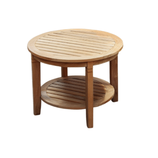 Solid Teak Round Coffee Table with Lower Shelf Outdoor Patio Garden Hotel Villa Living Room Furniture Manufacturer