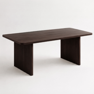 Modern Fluted Solid Wood Dining Table, Rectangular Design for Café, Restaurant, Office and Home