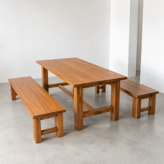 Solid Teak Wood Outdoor Picnic Dining Table Set with Long and Short Benches for Garden Patio Resort Hotel