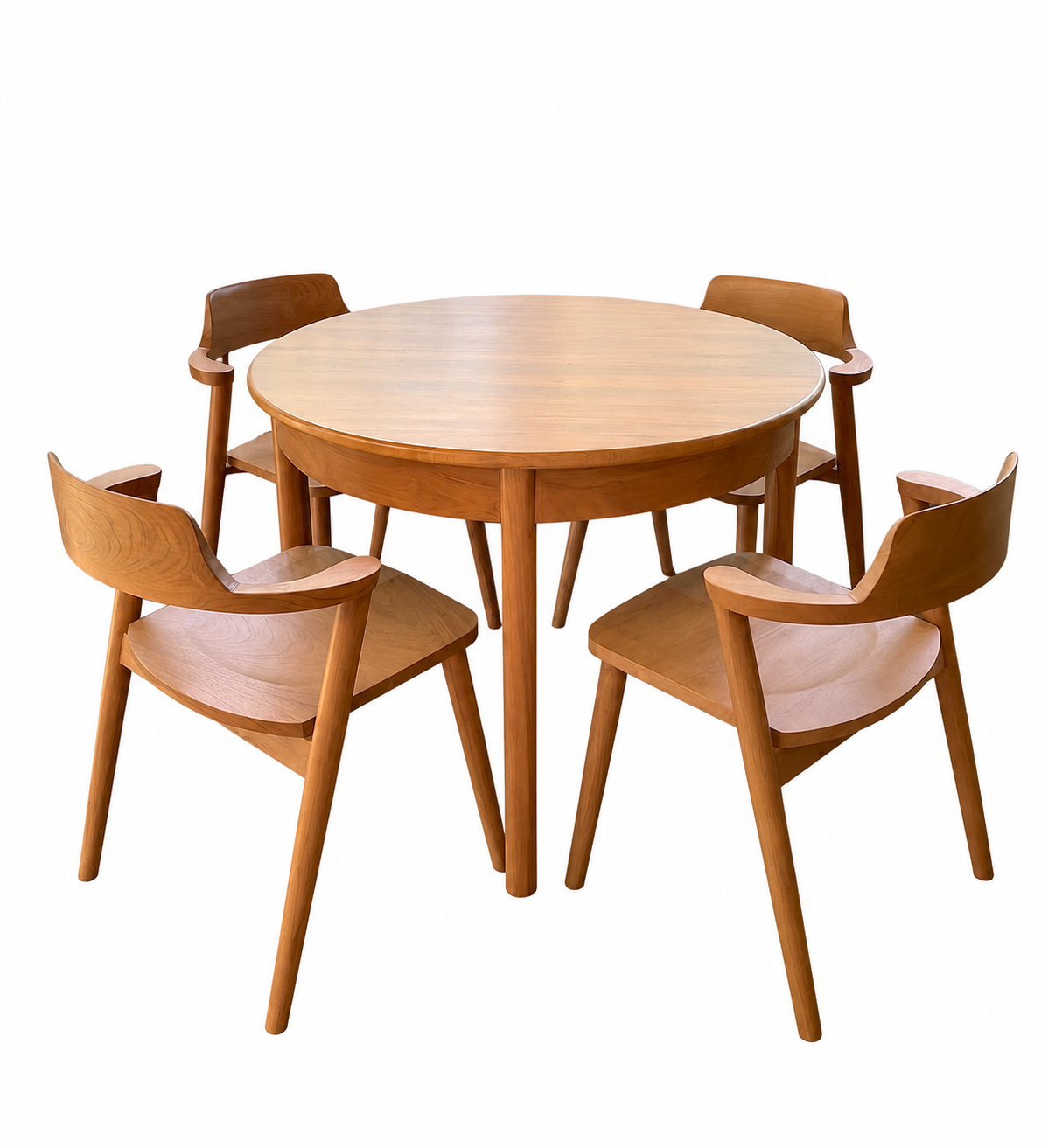 Solid Teak Wood Nordic Dining Table Set, Minimalist Modern Design for Dining Room and Cafe