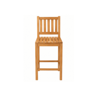 Solid Teak Wood Outdoor Bar Chair Patio Garden High Stool Natural Wooden Dining Seating