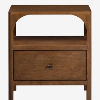 Teak Wood Bedside Table Portal Shutter Silhouette Lower Drawer Cabinet Open Air Media Stand