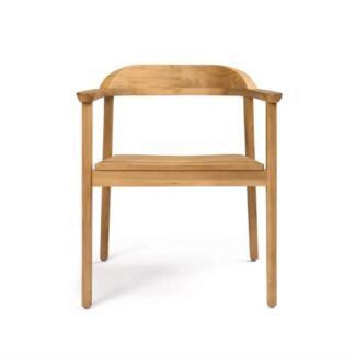 Solid Teak Wood Hiro Armchair Low Curved Backrest Patio Dining Garden Chair