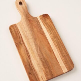 Premium Solid Teak Wood Rectangular Chopping Board Paddle Cutting Board with Hanging Handle