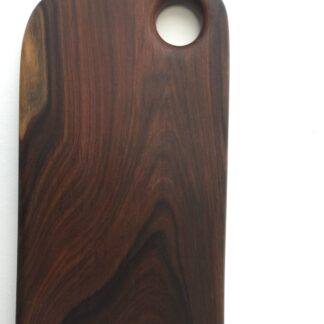 Solid Teak Wood Asymmetrical Chopping Board Dark Brown Cutting Board with Integrated Thumb Hole