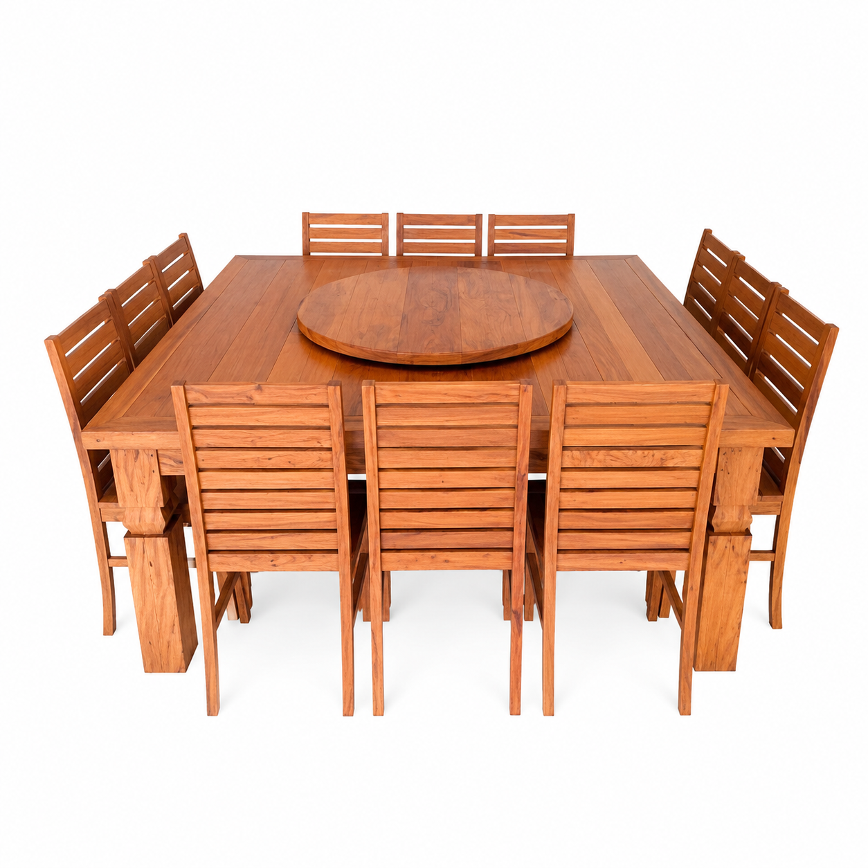 Solid Teak Wood Outdoor Dining Table and Chair Set for Patio Garden Poolside Restaurant Cafe