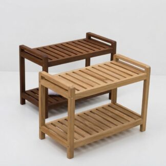 Solid Teak Wood 2 Tier Storage Serving Cart Outdoor Bathroom Spa Hotel Resort Villa Trolley Furniture