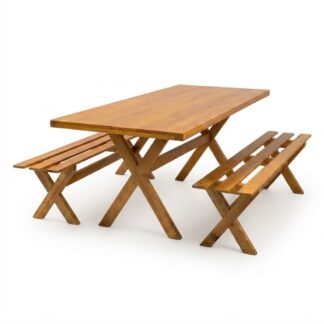 Luxury Solid Teak Wood Outdoor Dining Set Resort Poolside Picnic Table and Bench Set for Hotel Villa Garden Patio Furniture Teak