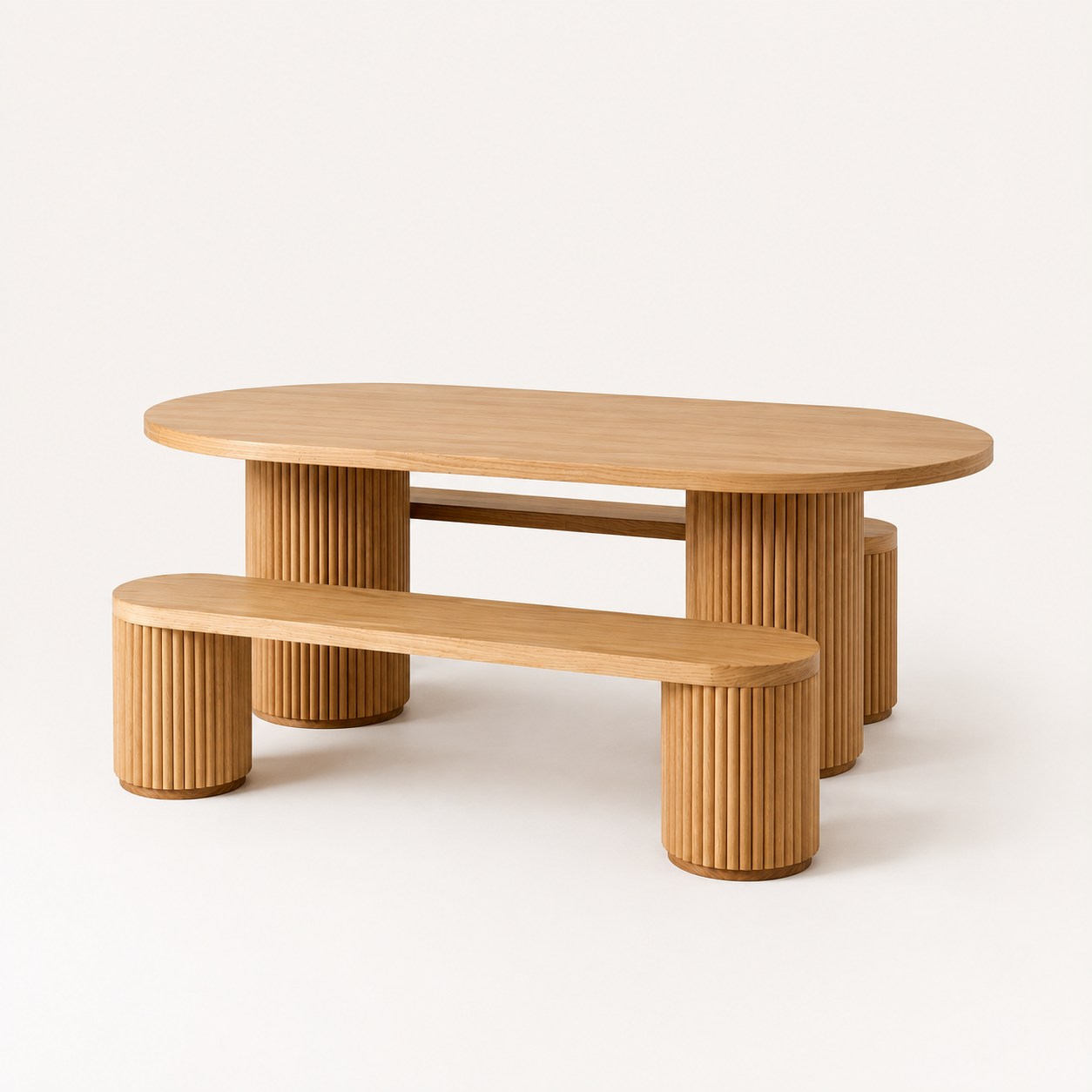 Solid Teak Wood Outdoor Dining Table and Bench Set for Cafe, Restaurant, Patio and Poolside