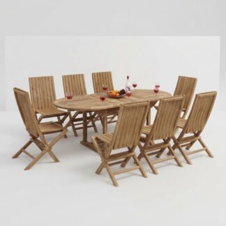 Luxury Outdoor Garden Furniture Set Weather-Resistant Solid Teak Wood Dining Table and Chairs