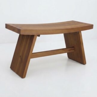 Solid Teak Wood Shower Bench Modern Waterproof Bathroom Spa Seat for Hotel Villa Resort with Thick Wooden Legs