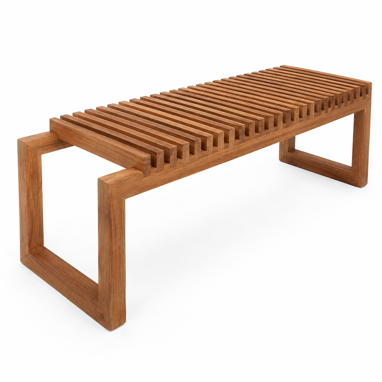 Modern Wooden Patio Bench Minimalist Design Outdoor Furniture Durable Slatted Seat for Garden Villa Resort Use