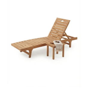 Solid Teak Wood Sun Lounger Outdoor Adjustable Reclining Chaise Lounge Chair Garden Patio Poolside Furniture
